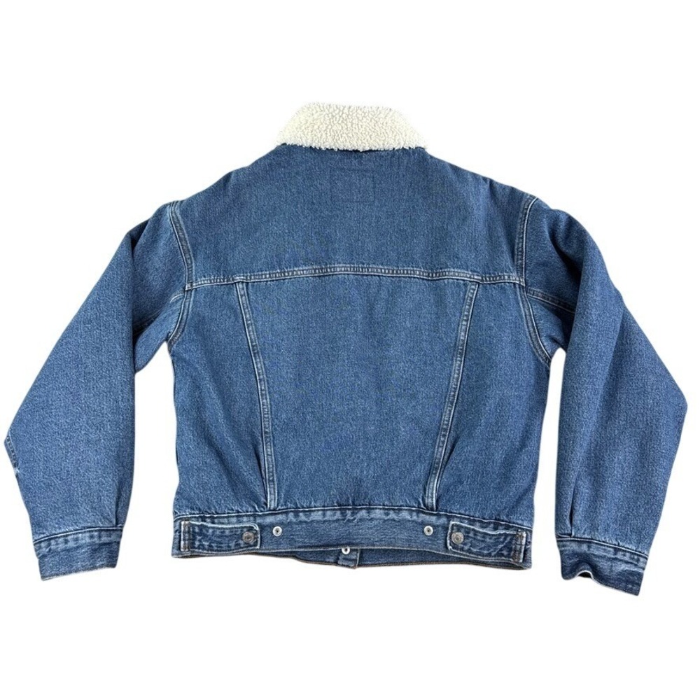 Levis Jacket Mens Small Premium Denim  Blue Jean Sherpa Trucker Snap Button - Picture 2 of 8
